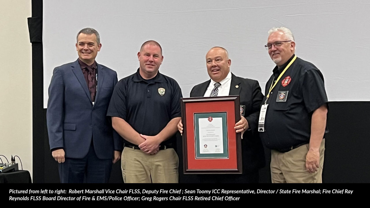 Fire Chief Ray Reynolds receives the 2024 Excellence in Fire and Life Safety Award at the IAFC Fire-Rescue International Conference and Expo August 15, 2024 in Dallas, TX.